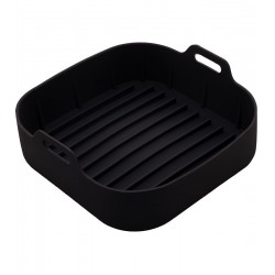 Forma 20x9cm Quadrada De Silicone Para Air Fryer Preta